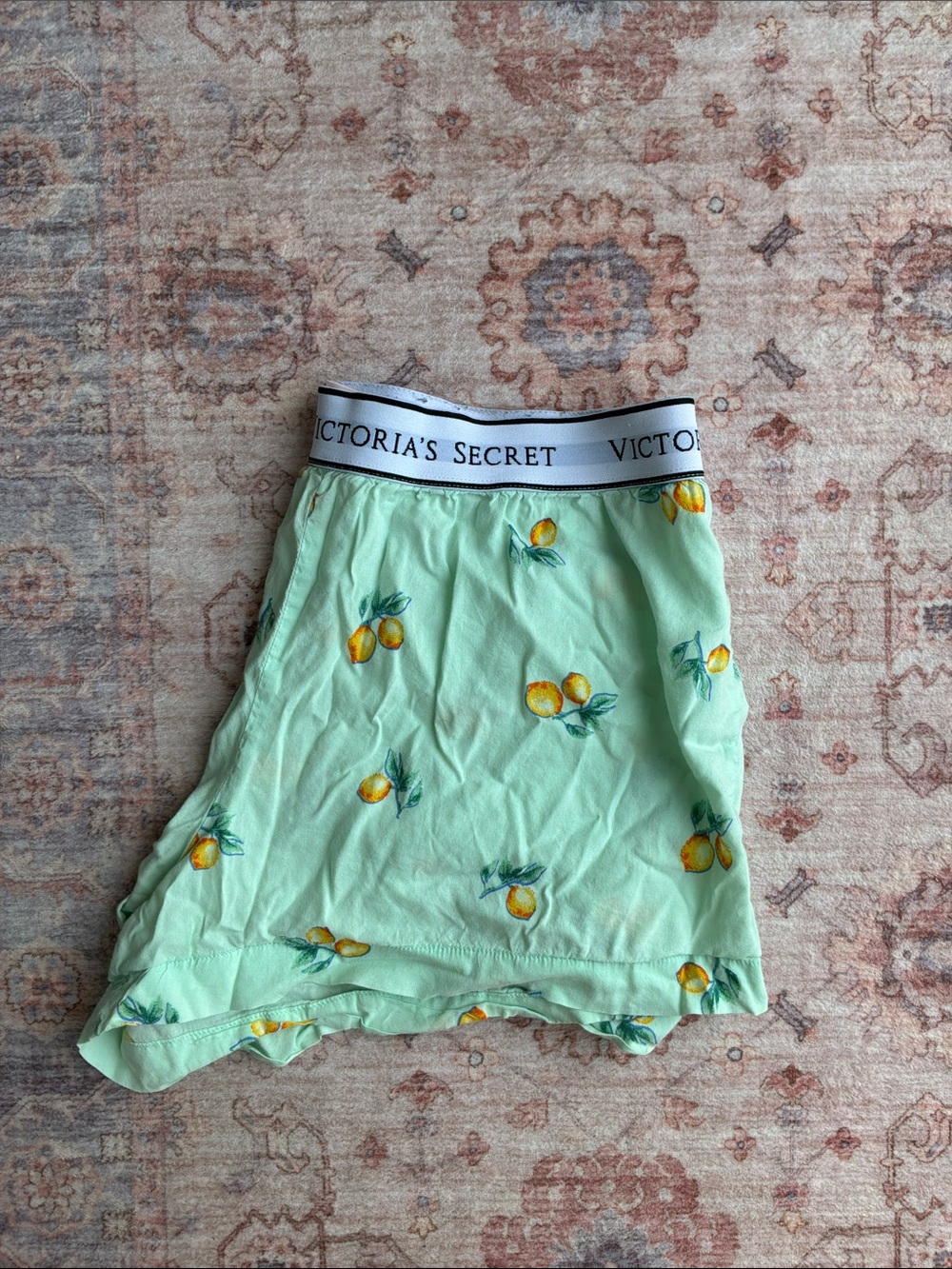 Victoria's Secret Mint Shorts with Yellow Lemon Print